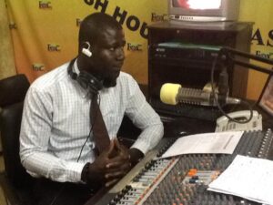 Prophet Samuel Nana Yaw Owusu Sarfoh behind the mic in his early days of radio