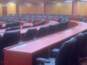 The newly installed chairs in the Chamber