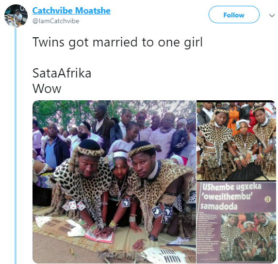 Photos: South African twins wed same lady 