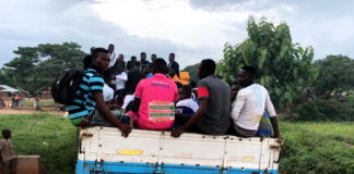 BECE students transported in a truck