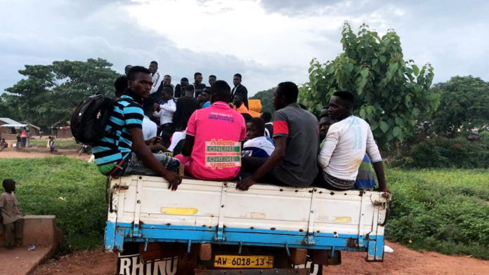 BECE students transported in a truck