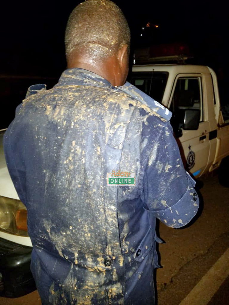 Soup poured on police officer