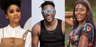 L-R: Sister Derby, Medikal & Fella Makafui