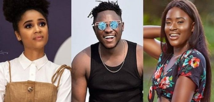 L-R: Sister Derby, Medikal & Fella Makafui