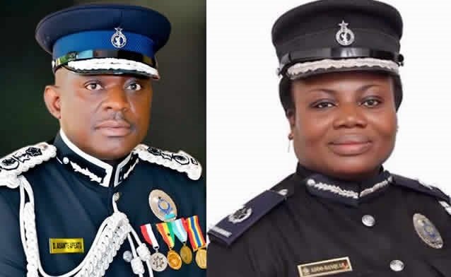 :Inspector-General of Police, David Asante Apeatu (L) and Director-General of Criminal Investigations Department, Maame Yaa Tiwaa Addo-Danquah