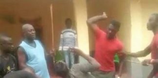 The young man captured being beaten for flouting the chief’s orders