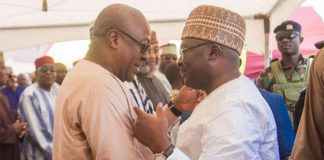 Vice-President Dr Bawumia and John Mahama at the adua of the Chief Imam’s sister