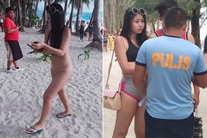 An itsy-bitsy, teenie-weenie bikini got her busted.