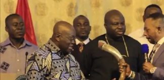 Rev Owusu Bempah presents 'horn of strength' to Akufo-Addo in March 2017