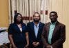 In Picture: Right -Prof. Issac Julius Aseidu-Gyekye with Mr. Fadi Fattal and Mrs. Susan Fosua Okan of the School of Pharmacy