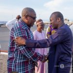 Former President John Dramani Mahama in a handshake with Alban Bagbin, Second Deputy Speaker