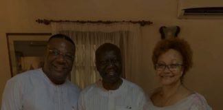 From Left: Archbishop Nicholas Duncan Williams; Ken Ofori-Atta and Mrs Ofori-Atta