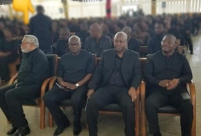Former President Rawlings at Funeral with John Mahama