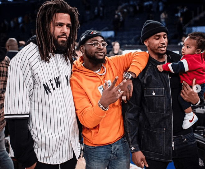 J Cole, (L), Davido (M) and Trey Songz at Madison Square Garden