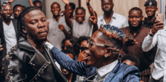 Stonebwoy (L) and Shatta Wale at 4Syte Music Awards 2019