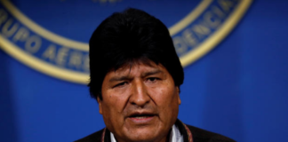 Bolivia's President Evo Morales addresses the media at the presidential hangar in the Bolivian Air Force terminal in El Alto, Bolivia, on November 10, 2019.REUTERS