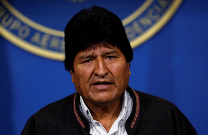 Bolivia's President Evo Morales addresses the media at the presidential hangar in the Bolivian Air Force terminal in El Alto, Bolivia, on November 10, 2019.REUTERS