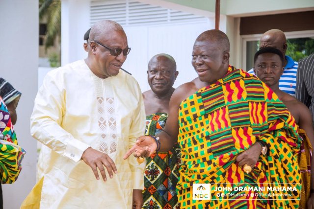 Asantehene’s visit to the office of John Dramani Mahama on Friday was ahead of a lecture the king was scheduled to deliver at the University of Professional Studies Accra.