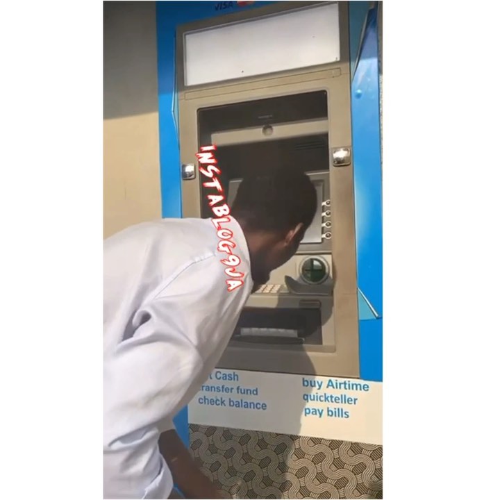 Video Man causes stir by using broomstick to remove swallowed ATM card