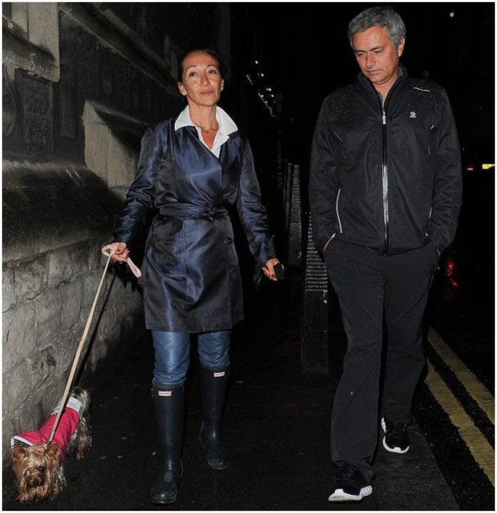 Jose Mourinho and wife Matilde Faria in the company of their pet pooch Leya in London back in 2013. Photo: Palace Lee. Source: UGC
