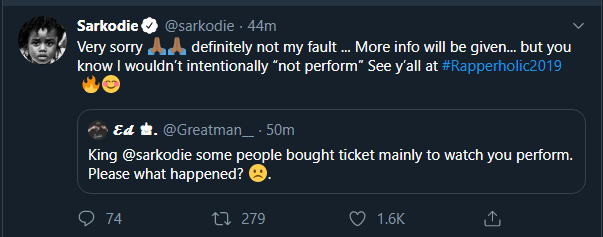 Sarkodie apologises for not performing at Cardi B concert