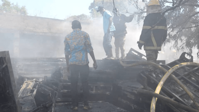 About four dozens of boxes of buckets and bonnets were estimated to have been destroyed