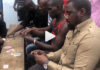 John Dumelo play cards with hood fans