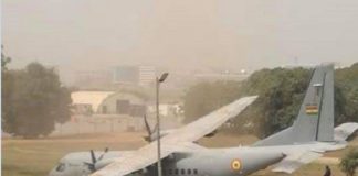 The Aircraft crashed at the Air Force Base in Accra