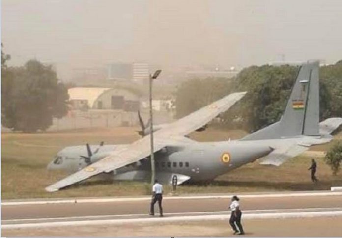 The Aircraft crashed at the Air Force Base in Accra