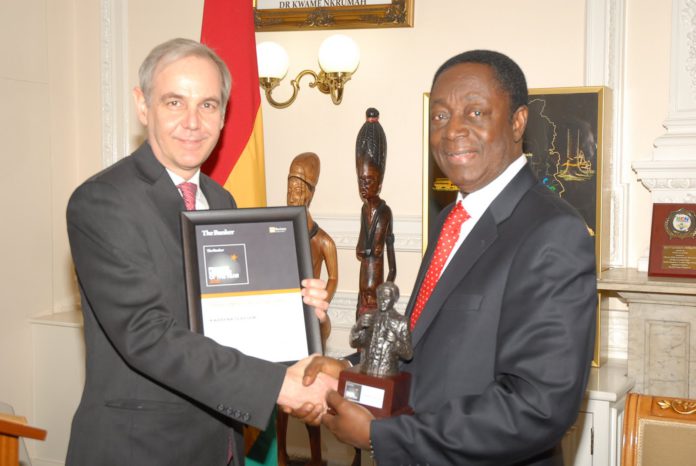 Dr Kwabena Duffuor, receiving the 'The Banker' African Finance Minister of the Year Award at a ceremony in London