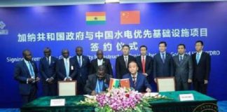 Officials of Ghana and China present at the Sinohydro trade deal signing