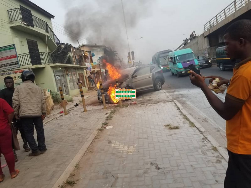 car catches fire