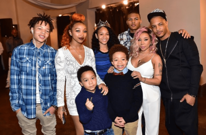 T.I with his wife, Tiny and their kids