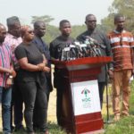 NDC addressing the press at the bank of River Pra
