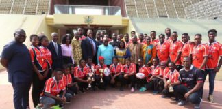 President Akufo-Addo in a group photo with Ghana Rugby Executives and players
