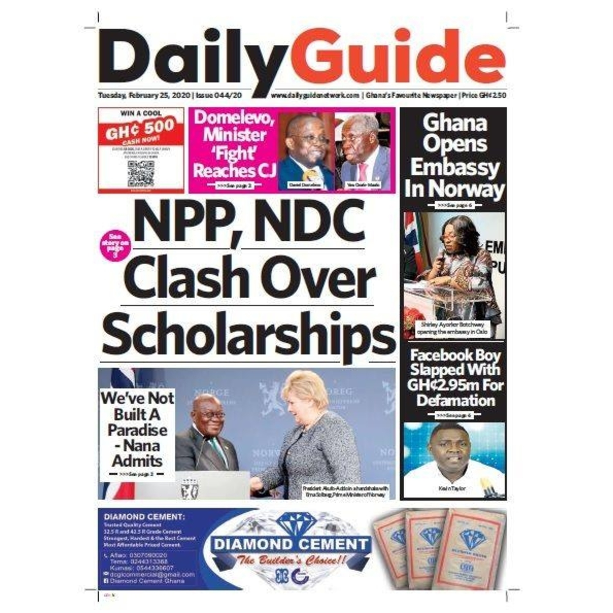 Newspaper Headlines: Tuesday, February 25, 2020 - Adomonline.com 