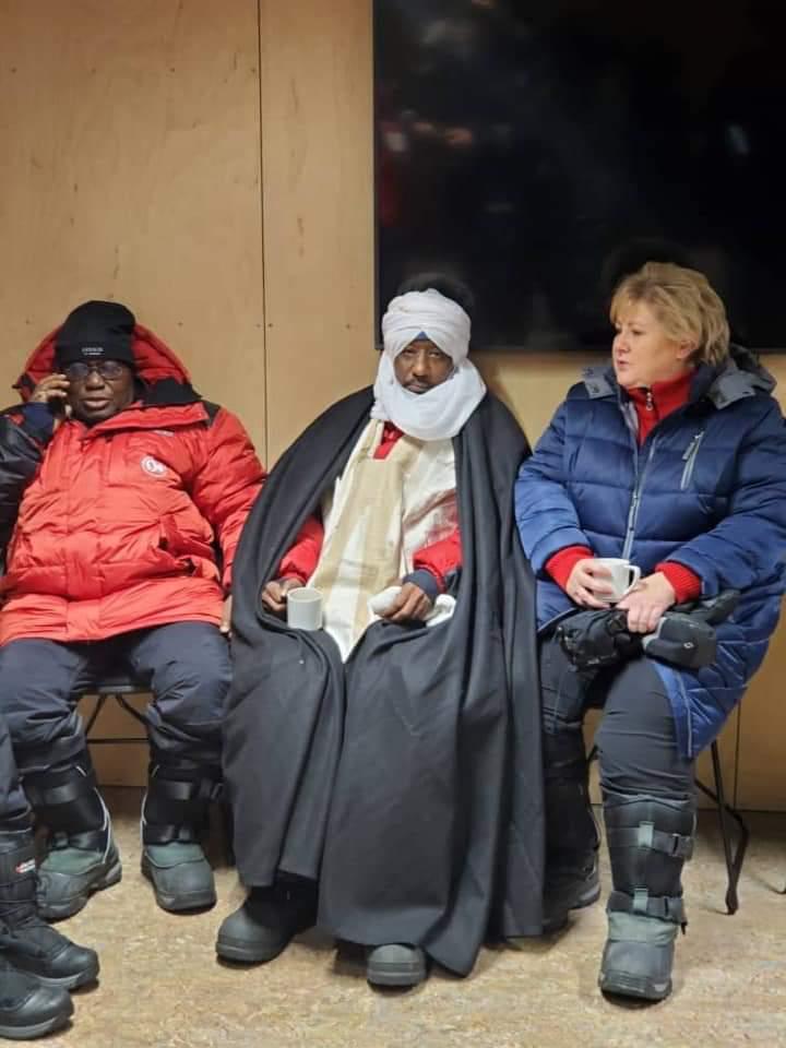 Ghanaian president is all suited for Norway weather in the company of Sanusi Lamido Sanusi, Emir of Kano. 