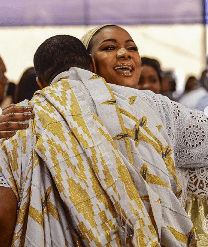 Samira Bawumia, Second Lady, hugs Reverend Sam Korankye Ankrah on his 60th birthday celebration