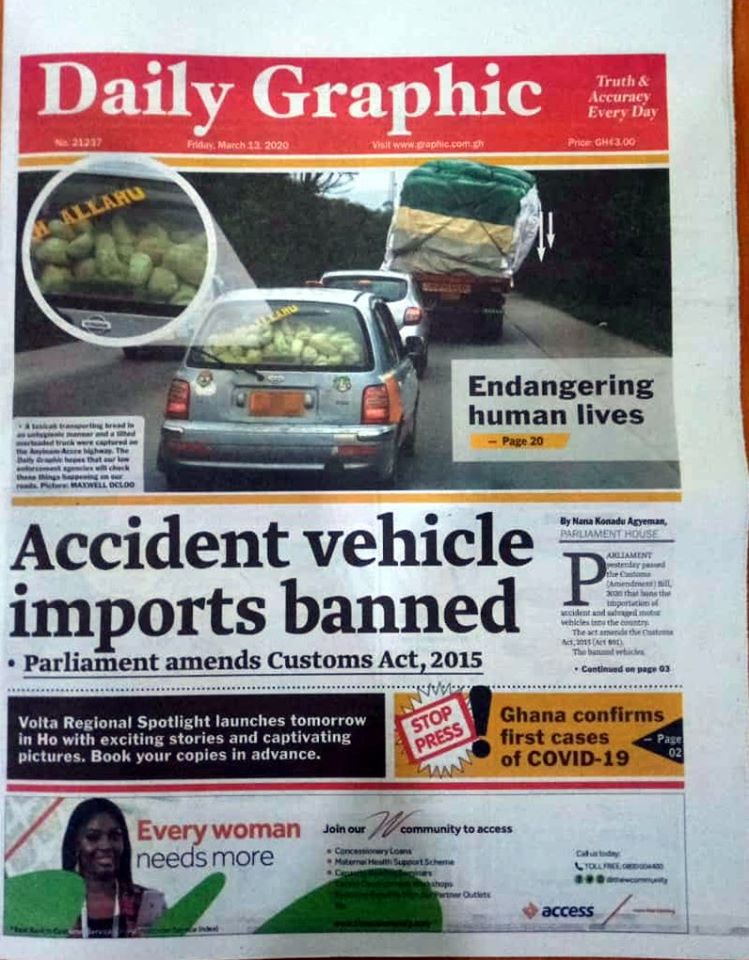 Newspaper Headlines: Friday, March 13, 2020