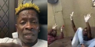 Shatta Wale patronises hand sanitisers; enforces people who visit him will wear gloves