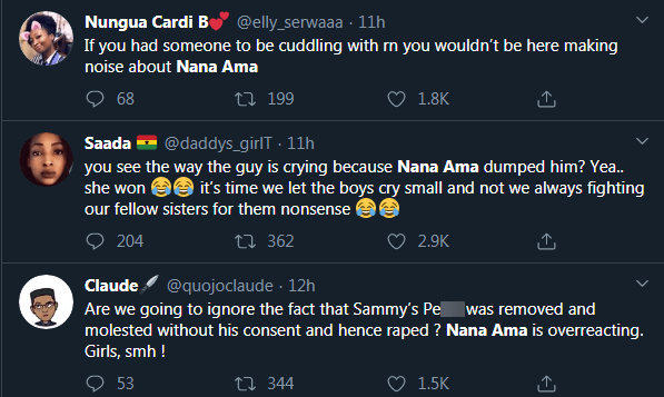 Ghanaians wade in on Nana Ama, Sammy's heartbreak subject