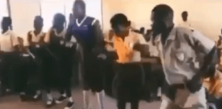 Students performing Coronavirus song in Ghana