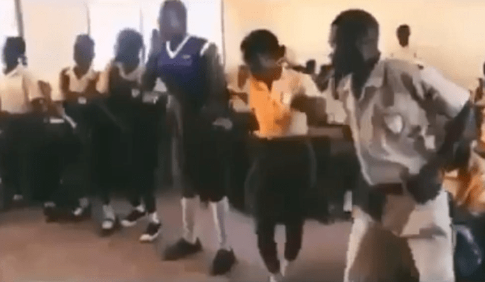 Students performing Coronavirus song in Ghana