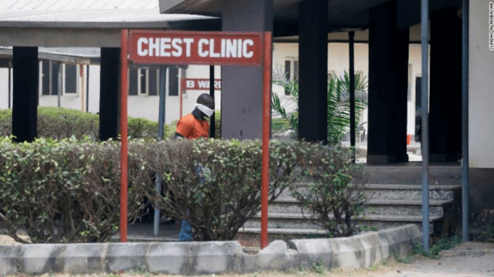 A man wearing face mask walks at the Yaba Mainland hospital, where an Italian citizen who entered Nigeria from Milan on a business trip, the first case of the COVID-19 virus, was treated in Lagos, Nigeria.