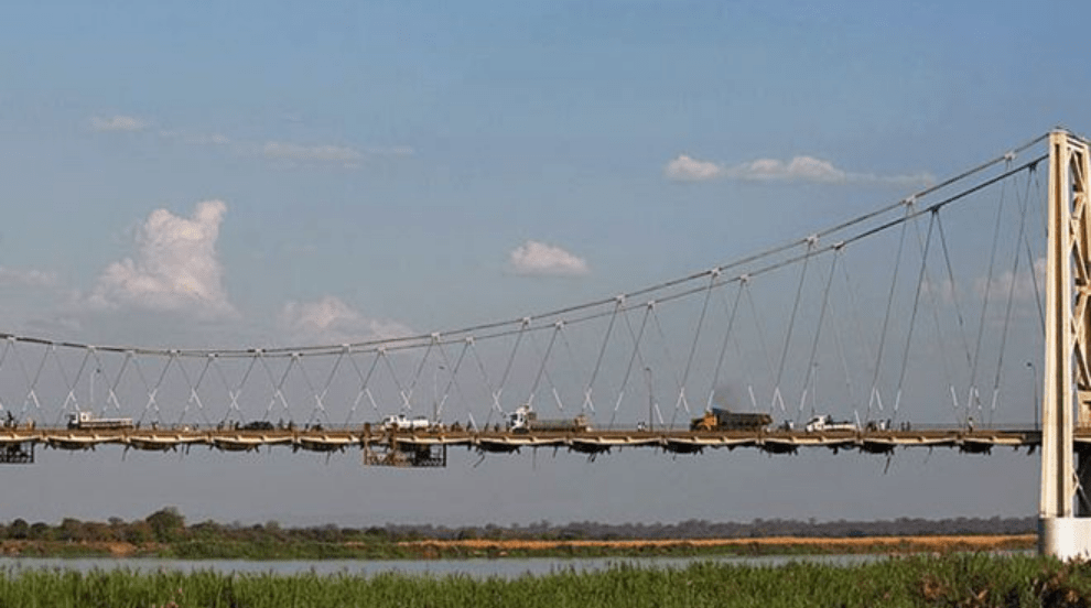The lorry was found in Moatize, near this bridge crossing the Zambezi river
