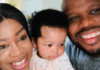 L-R: Sinach, her daughter and husband