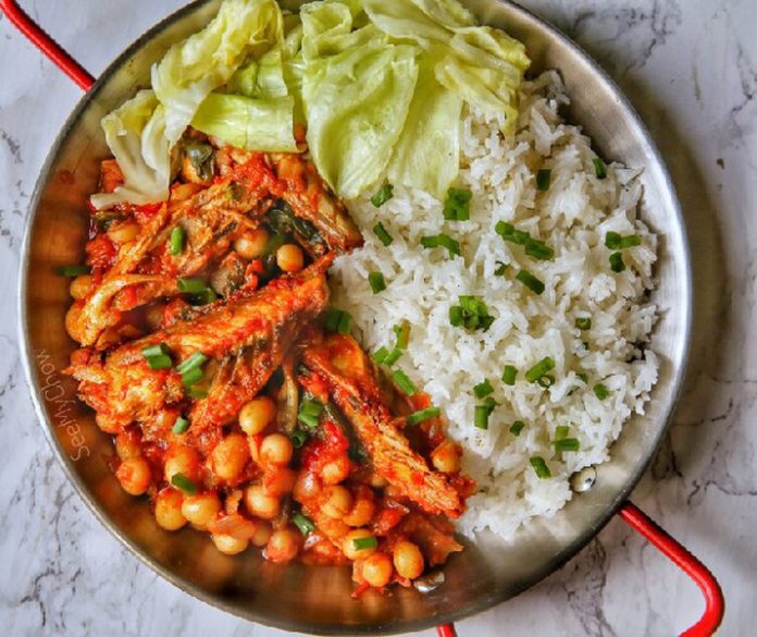 The bambara beans and spinach stew