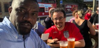 John Dumelo and Jon Benjamin (R)