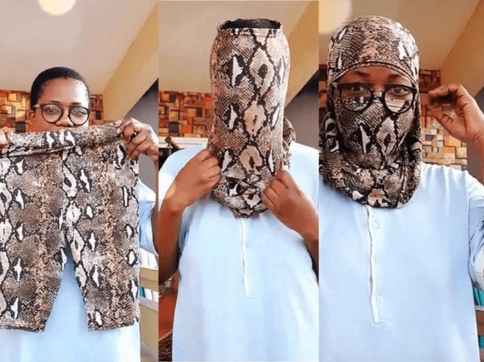 Mzbel demonstrates how to turn leggings into nose masks Mzbel demonstrates how to turn leggings into nose masks