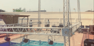 Shatta Wale mounts stage on his swimming pool for Faith Concert